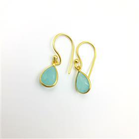 Boucles d'oreilles pendantes en calcédoine aquatique en forme de goutte, fournisseur en gros de boucles d'oreilles pendantes en forme de goutte - Product Image 2