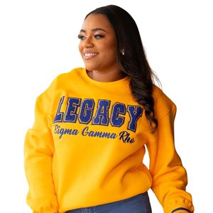 Sweat-shirt universitaire unisexe Sigma Gamma Rho Gold Legacy, style streetwear décontracté, col rond, pour sororité grecque - Product Image 1