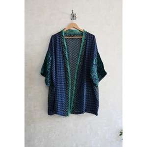 Kimono corto de seda india para mujer, hecho a mano, estampado, ropa de dormir, bata de estar por casa - Product Image 2