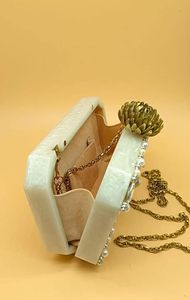 Resin Stone Hand Bag Acrylic Clutches for Women Shoulder Celebrities Party Evening Marble Purse Floral Rhines Bridal Clutch - Product Image 4