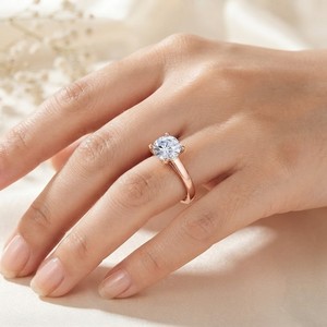 New Luxury 14K White Gold IGI Certified Lab Grown <b>Diamond</b> Four Prong Classic Engagement Wedding Fine <b>Ring</b> - Product Image 4