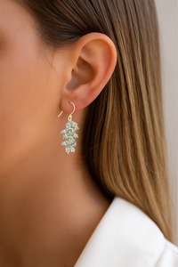 ต่างหูห้อย Tanzanite สีน้ำเงิน ชุบทอง 14K ประดับลูกปัดเหลี่ยมเพชรพลอย ต่างหูแบบห้อยทำมือ งานลวดพัน สำหรับผู้หญิง - Product Image 4