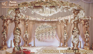Grand mariage rajwada thème fibre Mandap mariage glamour Lotus Mandap élégant intérieur Mandap pour le mariage à venir - Product Image 5