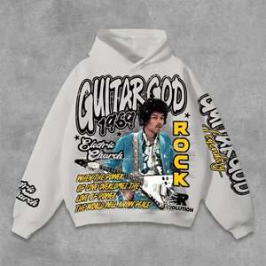 Sudadera con Capucha Negra de Algodón Grueso de Alta Calidad Personalizada, con Hombros Caídos, Logotipo Personalizado Impreso, Estilo Urbano - Product Image 4