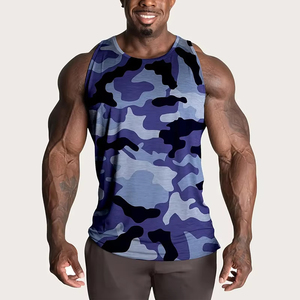 Camiseta sin mangas para hombre, nueva, de calidad, para fitness, transpirable, de secado rápido, con estampado de camuflaje, diseño moderno para verano. - Product Image 4