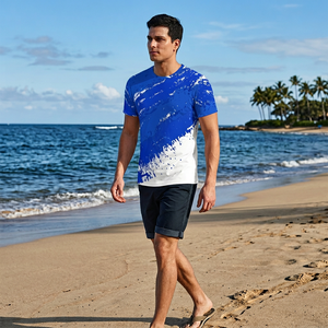 Camiseta Casual de Jersey para Hombre, Tallas Grandes, Transpirable, con Estampado Digital Personalizado, Diseño Multicolor, Antipilling en la Parte Delantera - Product Image 6