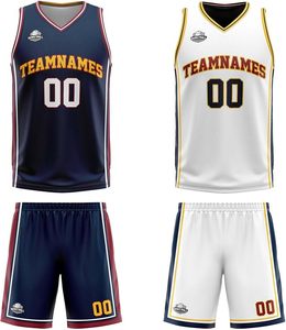 Maillot de basket-ball réversible personnalisé, uniforme imprimé avec nom, numéro et logo pour adultes et enfants - Product Image 2