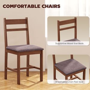 5-Piece Light <b>Brown</b> Farmhouse Dining Room Set Solid Wood 4-Seater <b>Table</b> with Upholstered Chairs - Product Image 6