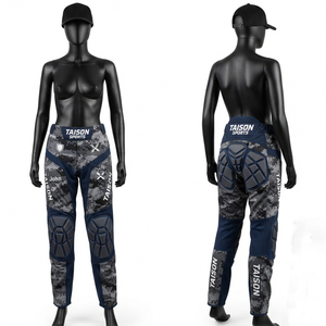 TAISON SPORTS Men Paintball Pant 280 GSM Premium Polyester Spandex Interlock Gray Navy <b>Padded</b> Panel Breathable <b>Waterproof</b> Quick - Product Image 1