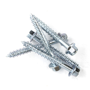 PDC Model 4 High Strength CLASS 4 Carbon Steel <b>White</b>/Yellow Zinc Plated External Hex Head Coarse Wood Thread Lag <b>Screw</b> - Product Image 5
