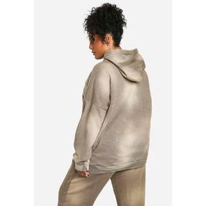 Conjunto de sudadera con capucha y pantalones deportivos de algodón 100% de alta calidad OEM para mujer, estilo oversize, 2 piezas. - Product Image 4