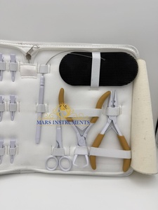 <b>White</b> Color <b>Hair</b> <b>Extension</b> Tools Kit Micro Bead Plier Mini Scissors Set Comb Needle Weft Set - Product Image 5