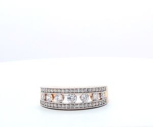 Wholesale 14k Gold Multi Band Lab Grown Diamond <b>Ring</b> Unisex Double Row Stacking <b>Statement</b> <b>Ring</b> Floating Round Diamond Jewelry - Product Image 1