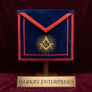 Custom Blue Velvet Masonic Regalia <b>Apron</b> Red Border Gold Bullion Wire Embroidery Freemason Lodge Supplies - Product Image 1