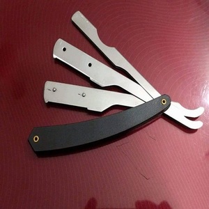 มีดโกนพับได้สำหรับช่างตัดผมมืออาชีพ สีทอง ใบมีดเดี่ยวแบบครึ่งใบ คมตรง พร้อมโลโก้สั่งทำ - Product Image 1