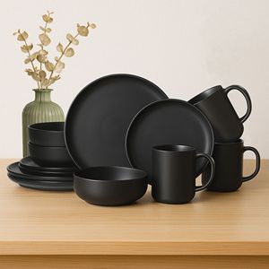 12-Piece Microwave & Dishwasher Safe Stoneware <b>Dinnerware</b> Set Non-Toxic Plates & Bowls with Mugs Stackable Design - Product Image 2