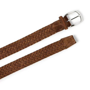 Ceinture élégante en cuir marron pour homme, fabriquée à partir de cuir véritable avec une boucle robuste, conçue pour les occasions semi-formelles. - Product Image 1