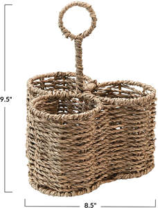 Vietnam hecho a mano redondo tres compartimentos al por mayor jacinto de agua cesta de almacenamiento Seagrass utensilio titular para cuchara tenedor cuchillo - Product Image 2