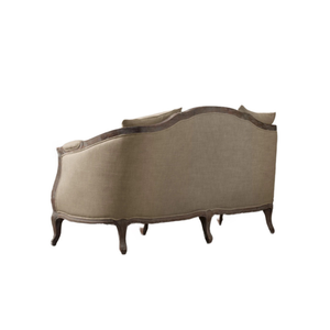 Sofá Doble de Madera Maciza de Estilo Retro con Aspecto Envejecido en Gris y Estructura de Madera de Teca - Product Image 4