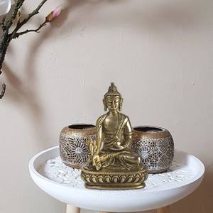 รูปปั้นทองเหลืองทำด้วยมือขนาด5นิ้วของพระพุทธวิษณุ (ยา) พระพุทธรูปเทวรูป - Product Image 2