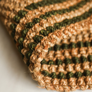 Tapis en jute TerraSage Stria naturel tissé, tapis de sol rustique à rayures vertes texturées, tapis en jute fait main respectueux de l'environnement, décoration intérieure - Product Image 2