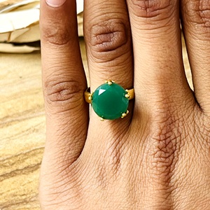 Trendy New Design Green Onyx <b>Rings</b> Boho Brass <b>Ring</b> for Women 18k Gold Plated <b>Dainty</b> Solitaire Fashion <b>Ring</b> For Wholesale/OEM/ODM - Product Image 5