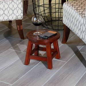 Carved Floral Cherry Wooden <b>Step</b> <b>Stool</b> Kids' Chair - Product Image 4