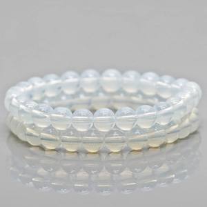 Bracelet extensible tendance en perles de pierres précieuses Opalite lisses de 8 mm de qualité AAA, bijoux cadeaux en gros - Product Image 4