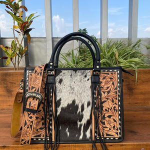 Bolso Tote de Cuero de Alta Calidad, Gran Capacidad, Diseño Artesanal, para Mujer, Estilo Occidental, con Flores, para Llevar Oculto, Bandolera - Product Image 3