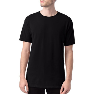 T-shirt pour homme à manches courtes, col rond, couleur unie noire, 100% coton, coupe classique, fabriqué en usine - Product Image 4