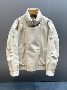 Chaqueta de Cuero Oversize para Hombre, Nueva Tendencia 2024, Estilo Biker, Chaqueta Bomber de Cuero Sintético, Cuello Alto, Resistente al Viento - Product Image 2