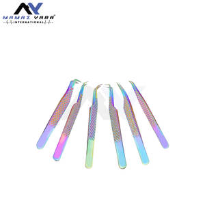 Juego de 6 Pinzas para Extensión de Pestañas con Puntas de Fibra de Precisión, Acero Japonés, Curvatura Delfín para Volumen y Curvatura Ligera Arcoíris - Product Image 5