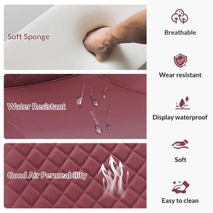 Set di 2 Sedie da Pranzo in Pelle PU Rosso Vino con Gambe in Metallo, Sedie Senza Braccioli Imbottite a Scacchi per Cucina, Ristorante, Soggiorno - Product Image 4