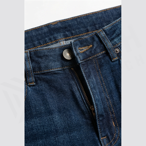 Straight-Leg Dark Wash <b>Denim</b> Jeans Men High Waist Slim Fit Cotton Casual Autumn Style Pants - Product Image 4