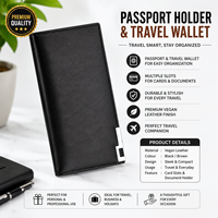 Portefeuille de voyage en cuir végétalien personnalisé avec logo, porte-passeport, gravure UV, fentes pour cartes en métal, cadeau d'affaires