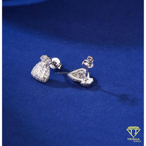 Boucles d'oreilles clous Moissanite Diamant Sac d'argent Éblouissant en Argent Sterling 925 Plaqué Or, Bijoux Hip Hop Iced Out - Product Image 2