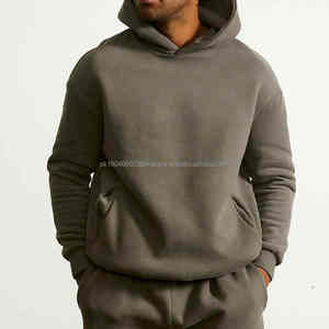 Sweat-shirts à capuche lourds sans cordon, style streetwear, avec poches latérales, luxe, 100% coton, molleton lourd, surdimensionné, pour homme - Product Image 1