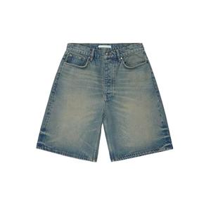 Shorts en jean bleu foncé coupe ample pour homme avec motif unique – Style urbain tendance - Product Image 1