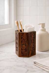 Porte-stylos en bois fait main, organisateur de bureau minimaliste, type sur pied, à un seul niveau, support de rangement multifonctionnel pour usage au bureau - Product Image 2
