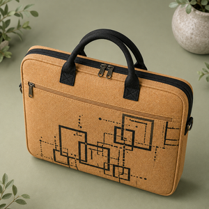 Sac à dos pour ordinateur portable en jute, grand format, avec fermeture éclair, écologique, durable, motif géométrique, portable, pour affaires, voyages, travail, unisexe - Product Image 2