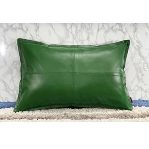 Embossed PU Leather Cushion <b>Cover</b> Rectangular Throw Pillow <b>Cover</b> Solid <b>Green</b> Modern <b>Sofa</b> Hotel Decor - Product Image 3
