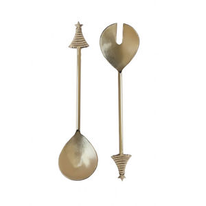 Juego de 2 Servidores de Ensalada de Madera al por Mayor, Acabado Dorado, Elegantes Cubiertos de Cocina y Comedor, Cucharas para Servir, Vajilla Elegante - Product Image 1