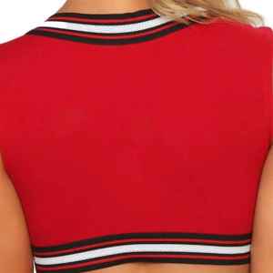Nouveaux uniformes de pom-pom girls au design tendance, tenues de danse en deux pièces, en polyester, avec logo personnalisé imprimé - Product Image 4
