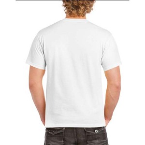 เสื้อยืดคอกลมผู้ชายไซส์ใหญ่ ผ้าฝ้าย 100% สีขาว รับผลิตตามแบบ OEM แขนสั้น ทรงปกติ ระบายอากาศได้ดี โลโก้ด้านหน้า - Product Image 4