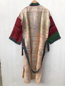 Kimono largo de seda para jardín, bata floral de seda estilo sari, kimono vintage de sari, vestido suave para fiesta en la playa, kimono indio de seda hecho a mano - Product Image 6