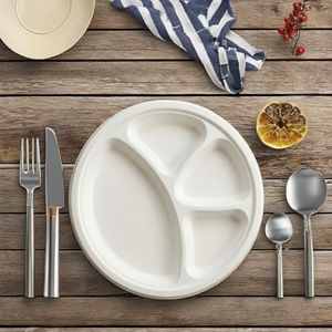 Platos desechables de bagazo de grado alimenticio hechos con producto derivado de caña de azúcar para restaurantes de almuerzos y bocadillos - Product Image 1