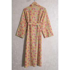 Bata Kimono Larga de Algodón Estampado con Cuello en V para Mujer, Suave, Transpirable, de Secado Rápido, con Cierre de Cinturón, Estilo Boho para Descansar - Product Image 6