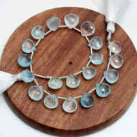 Perles de pierres précieuses en aquamarine naturelle de qualité supérieure, facettées en forme de cœur, bleu ciel, 8 pouces, pour la fabrication de bijoux DIY, bracelet, collier