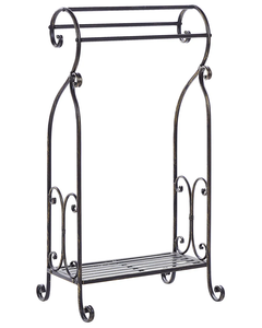 Vintage Black Iron Scroll Design Towel Rack Freestanding Holder Bathroom Organizer Decorative Classic Durable Structure - Product Image 1