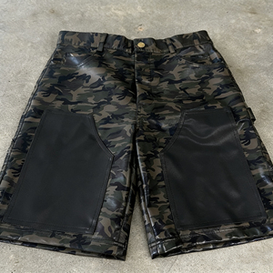 High Quality Vintage Casual <b>Men</b> Oversize <b>Baggy</b> Solid Leather Breathable Cargo <b>Shorts</b> OEM Service Multi-pocket - Product Image 2